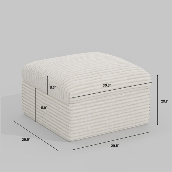 HomeRoots 30" Black Corduroy Footstool - Stylish, Versatile Accent for Modern Living Spaces & Cozy Comfort 714408