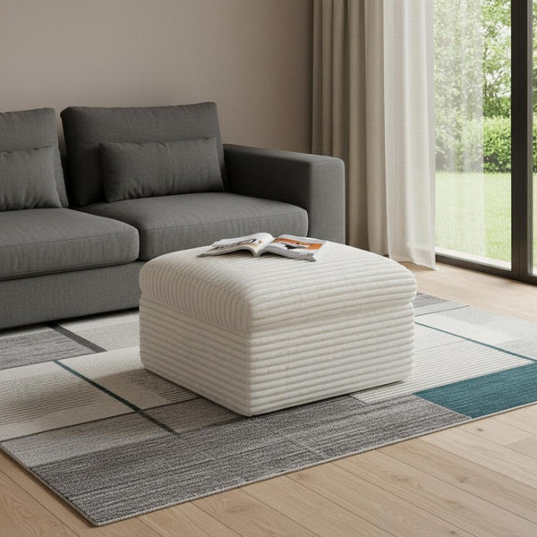 HomeRoots 30" Black Corduroy Footstool - Stylish, Versatile Accent for Modern Living Spaces & Cozy Comfort 714408