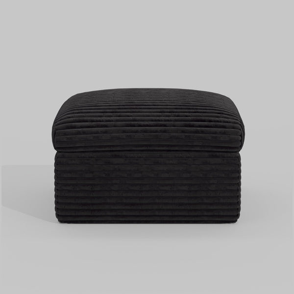 HomeRoots 30" Gray Corduroy Footstool - Stylish, Versatile Ottoman for Modern Spaces, Extra Seating & Comfort 714409