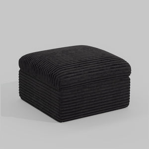 HomeRoots 30" Gray Corduroy Footstool - Stylish, Versatile Ottoman for Modern Spaces, Extra Seating & Comfort 714409