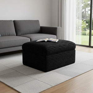 HomeRoots 30" Gray Corduroy Footstool - Stylish, Versatile Ottoman for Modern Spaces, Extra Seating & Comfort 714409