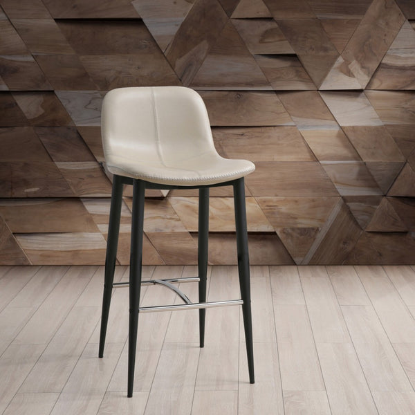 HomeRoots Gray Faux Leather Swivel Bar Chair with Adjustable Height, Modern Stainless Steel Base & Comfort Design 714411