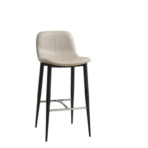 HomeRoots Gray Faux Leather Swivel Bar Chair with Adjustable Height, Modern Stainless Steel Base & Comfort Design 714411