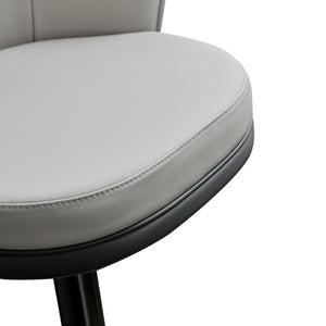 HomeRoots Gray Adjustable Height Swivel Bar Chair – Modern Faux Leather & Steel Design for Home & Commercial Use 714412