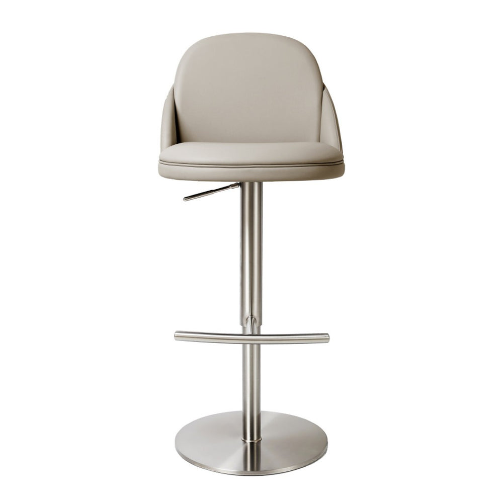 HomeRoots Set of Two Stylish 26" Brown Faux Leather & Rose Gold Steel Low Back Bar Chairs for Modern Spaces 714413