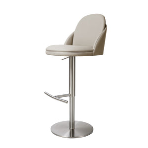 HomeRoots Set of Two Stylish 26" Brown Faux Leather & Rose Gold Steel Low Back Bar Chairs for Modern Spaces 714413