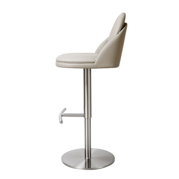 HomeRoots Set of Two Stylish 26" Brown Faux Leather & Rose Gold Steel Low Back Bar Chairs for Modern Spaces 714413