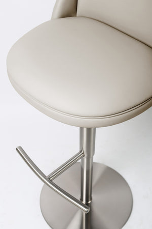 HomeRoots Set of Two Stylish 26" Brown Faux Leather & Rose Gold Steel Low Back Bar Chairs for Modern Spaces 714413