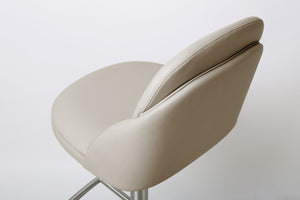 HomeRoots Set of Two Stylish 26" Brown Faux Leather & Rose Gold Steel Low Back Bar Chairs for Modern Spaces 714413