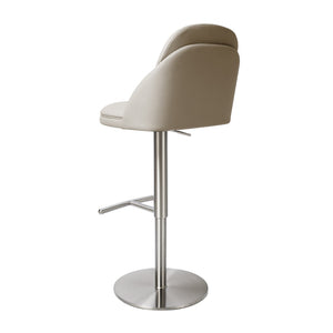 HomeRoots Set of Two Stylish 26" Brown Faux Leather & Rose Gold Steel Low Back Bar Chairs for Modern Spaces 714413