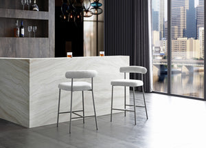 HomeRoots 26" Gray and Dark Gray Faux Leather Swivel Bar Chair - Modern Steel Design for Kitchen or Lounge 714415