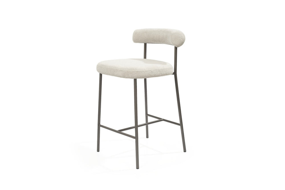 HomeRoots 26" Gray and Dark Gray Faux Leather Swivel Bar Chair - Modern Steel Design for Kitchen or Lounge 714415