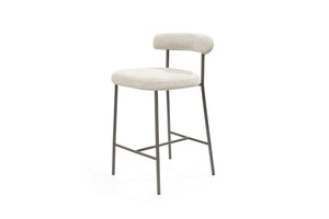 HomeRoots 26" Gray and Dark Gray Faux Leather Swivel Bar Chair - Modern Steel Design for Kitchen or Lounge 714415