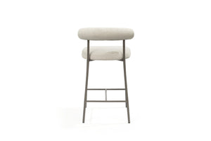 HomeRoots 26" Gray and Dark Gray Faux Leather Swivel Bar Chair - Modern Steel Design for Kitchen or Lounge 714415