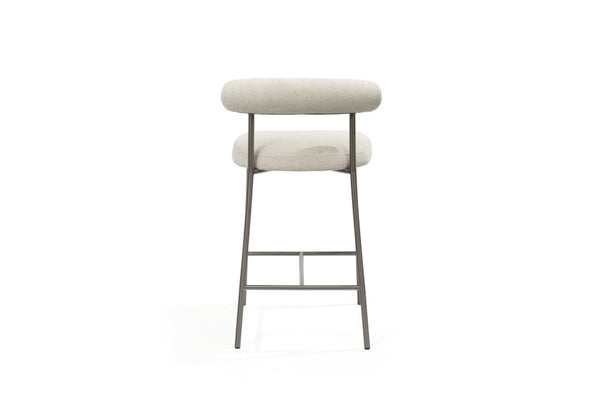 HomeRoots 26" Gray and Dark Gray Faux Leather Swivel Bar Chair - Modern Steel Design for Kitchen or Lounge 714415