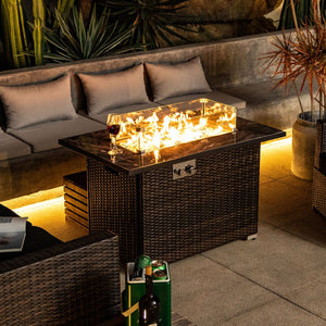 HomeRoots 50000 BTU Black Steel Propane Square Fire Pit Table – Cozy Outdoor Heating with Cover & Safety Screen 714417