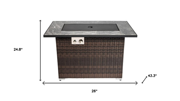 HomeRoots 50000 BTU Black Steel Propane Square Fire Pit Table – Cozy Outdoor Heating with Cover & Safety Screen 714417