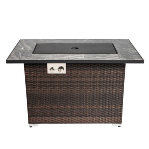 HomeRoots 50000 BTU Black Steel Propane Square Fire Pit Table – Cozy Outdoor Heating with Cover & Safety Screen 714417