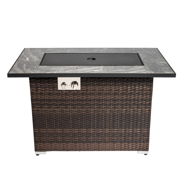 HomeRoots 50000 BTU Black Steel Propane Square Fire Pit Table – Cozy Outdoor Heating with Cover & Safety Screen 714417