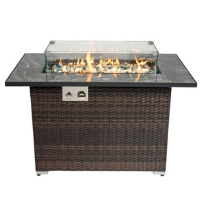 HomeRoots 50000 BTU Black Steel Propane Square Fire Pit Table – Cozy Outdoor Heating with Cover & Safety Screen 714417