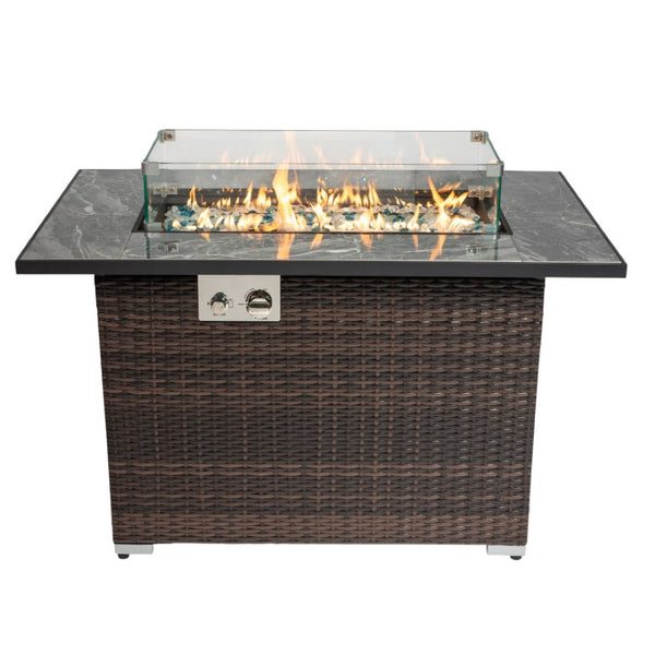 HomeRoots 50000 BTU Black Steel Propane Square Fire Pit Table – Cozy Outdoor Heating with Cover & Safety Screen 714417