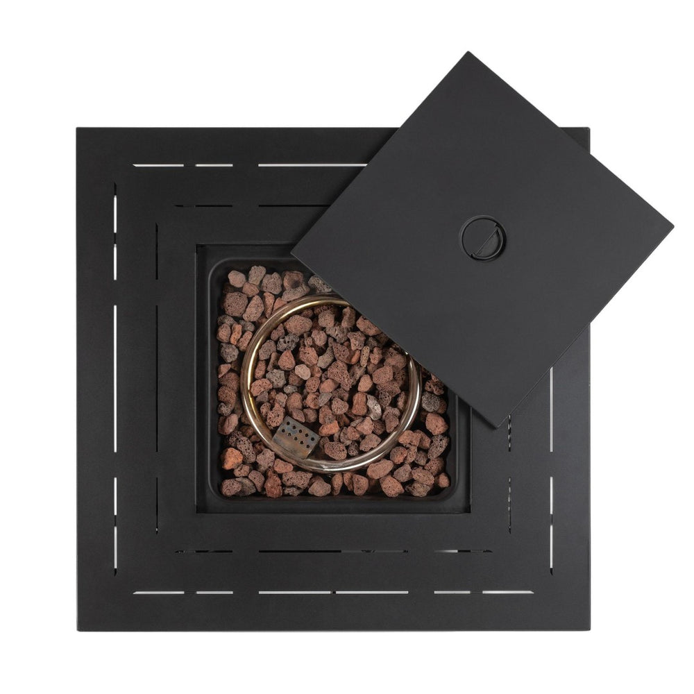 HomeRoots 50000 BTU Brown Wicker Propane Square Fire Pit Table – Stylish, Durable, Perfect for Outdoor Entertaining! 714419