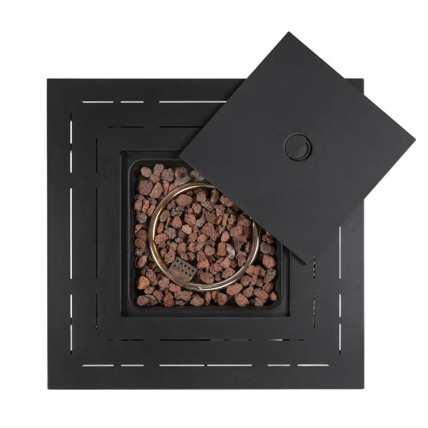 HomeRoots 50000 BTU Brown Wicker Propane Square Fire Pit Table – Stylish, Durable, Perfect for Outdoor Entertaining! 714419