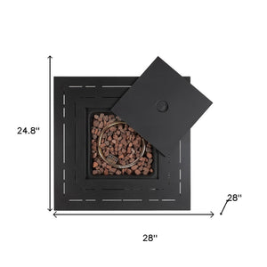 HomeRoots 50000 BTU Brown Wicker Propane Square Fire Pit Table – Stylish, Durable, Perfect for Outdoor Entertaining! 714419