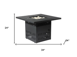 HomeRoots 50000 BTU Black Steel Square Propane Fire Pit Table - Durable, Stylish, & Perfect for Outdoor Gatherings 714421