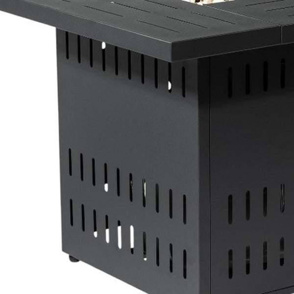 HomeRoots 50000 BTU Black Steel Square Propane Fire Pit Table - Durable, Stylish, & Perfect for Outdoor Gatherings 714421