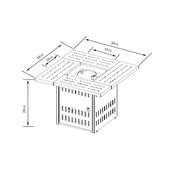 HomeRoots 50000 BTU Black Steel Square Propane Fire Pit Table - Durable, Stylish, & Perfect for Outdoor Gatherings 714421