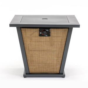 HomeRoots 50000 BTU Square Propane Fire Pit Table – Stylish Brown Steel Design with Cover for Outdoor Comfort 714422