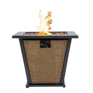 HomeRoots 50000 BTU Square Propane Fire Pit Table – Stylish Brown Steel Design with Cover for Outdoor Comfort 714422
