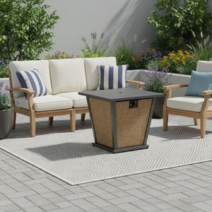 HomeRoots 50000 BTU Square Propane Fire Pit Table – Stylish Brown Steel Design with Cover for Outdoor Comfort 714422