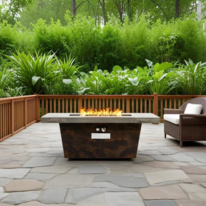 HomeRoots 50000 BTU Stylish 34" Gray Iron Propane Round Fire Pit Table with Cover for Cozy Outdoor Evenings 714424