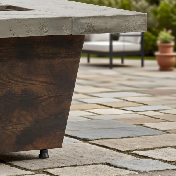 HomeRoots 50000 BTU Stylish 34" Gray Iron Propane Round Fire Pit Table with Cover for Cozy Outdoor Evenings 714424