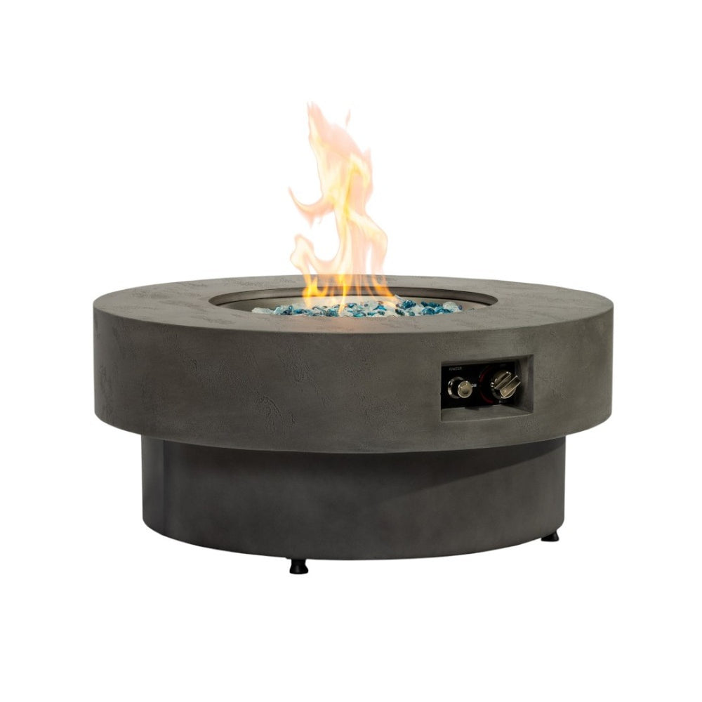HomeRoots 50000 BTU Black Steel Propane Column Fire Pit Table – Durable, Stylish, Perfect for Outdoor Relaxation! 714425