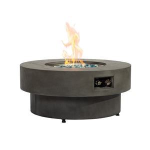 HomeRoots 50000 BTU Black Steel Propane Column Fire Pit Table – Durable, Stylish, Perfect for Outdoor Relaxation! 714425