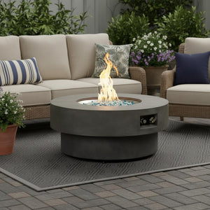 HomeRoots 50000 BTU Black Steel Propane Column Fire Pit Table – Durable, Stylish, Perfect for Outdoor Relaxation! 714425