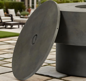 HomeRoots 50000 BTU Black Steel Propane Column Fire Pit Table – Durable, Stylish, Perfect for Outdoor Relaxation! 714425