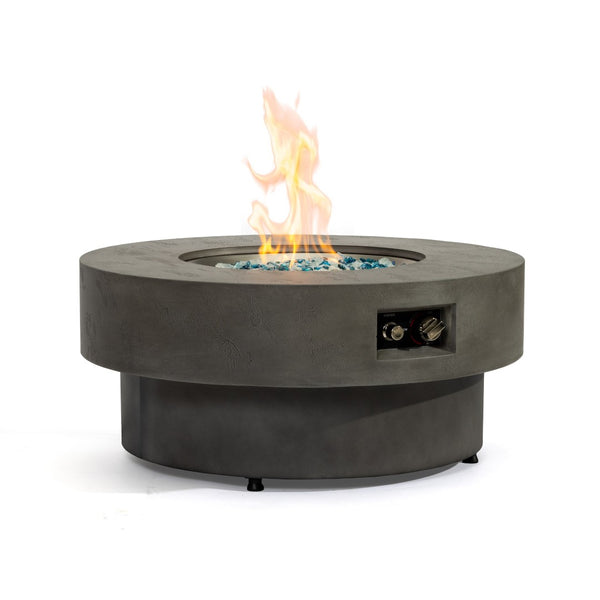 HomeRoots 50000 BTU Black Steel Propane Column Fire Pit Table – Durable, Stylish, Perfect for Outdoor Relaxation! 714425