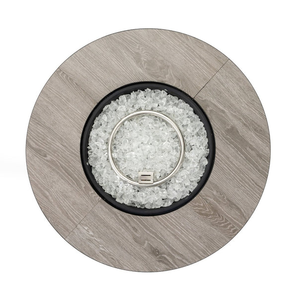 HomeRoots 50000 BTU Black Steel Propane Column Fire Pit Table - Modern Elegance & Cozy Ambiance for Outdoors 714426