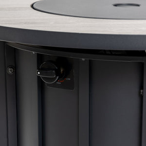 HomeRoots 50000 BTU Black Steel Propane Column Fire Pit Table - Modern Elegance & Cozy Ambiance for Outdoors 714426