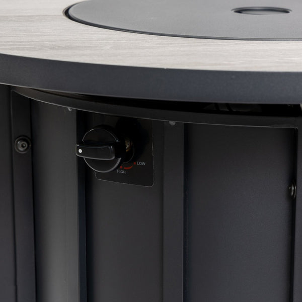 HomeRoots 50000 BTU Black Steel Propane Column Fire Pit Table - Modern Elegance & Cozy Ambiance for Outdoors 714426