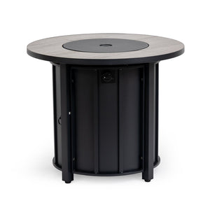 HomeRoots 50000 BTU Black Steel Propane Column Fire Pit Table - Modern Elegance & Cozy Ambiance for Outdoors 714426