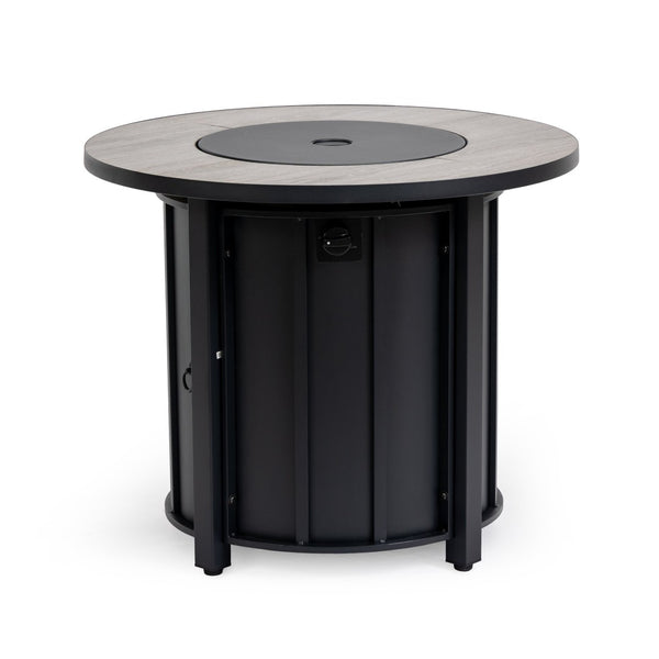 HomeRoots 50000 BTU Black Steel Propane Column Fire Pit Table - Modern Elegance & Cozy Ambiance for Outdoors 714426