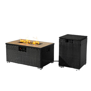 HomeRoots 50000 BTU 37" Gray Steel Propane Round Fire Pit Table - Versatile Outdoor Heat & Ambiance Solution 714429