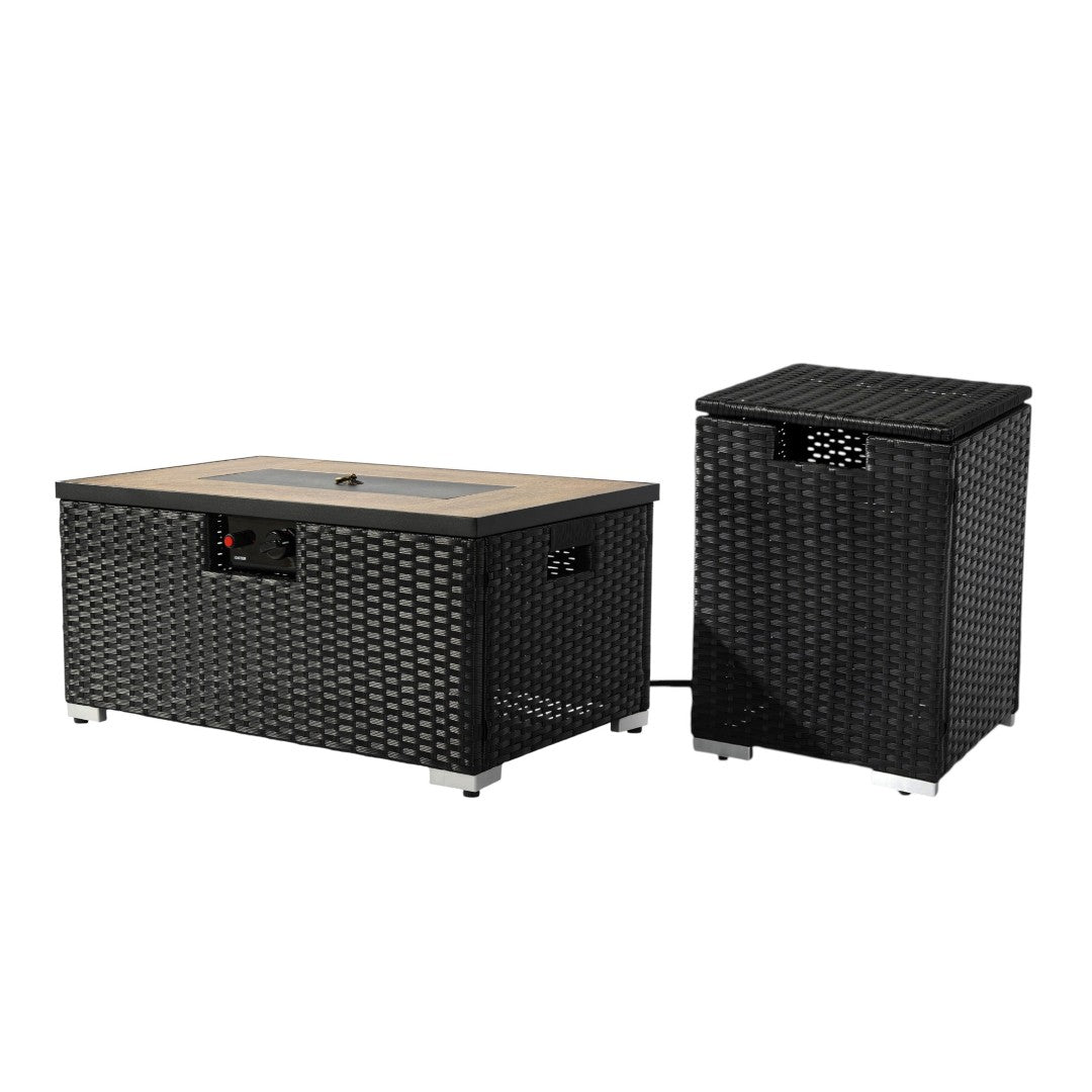 50000 BTU 37" Gray Steel Propane Round Fire Pit Table - Versatile Outd