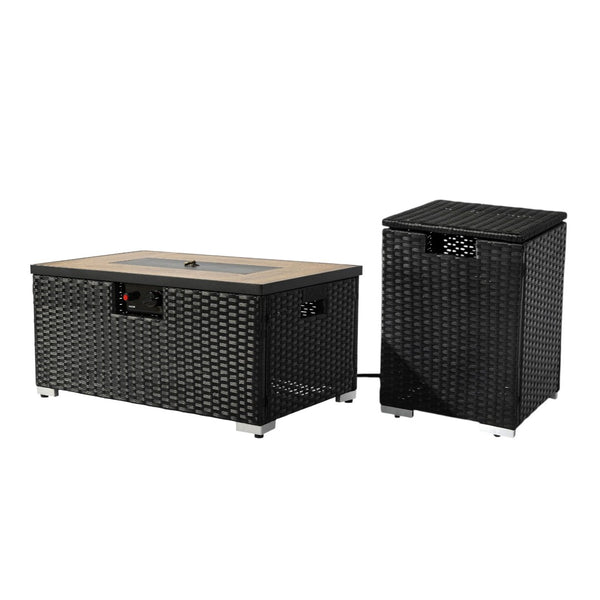 HomeRoots 50000 BTU 37" Gray Steel Propane Round Fire Pit Table - Versatile Outdoor Heat & Ambiance Solution 714429