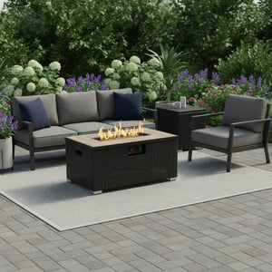 HomeRoots 50000 BTU 37" Gray Steel Propane Round Fire Pit Table - Versatile Outdoor Heat & Ambiance Solution 714429